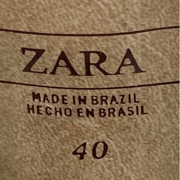 Zara Cream Leather Braided Strap Platform Open Toe Heel Sandals - Size 9.5 EU 40 - Picture 7 of 7